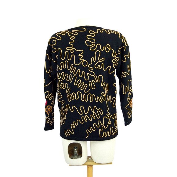 Wool sweater pullover jumper embroidered floral by Sigrid Olsen Size M - Picture 6 of 9